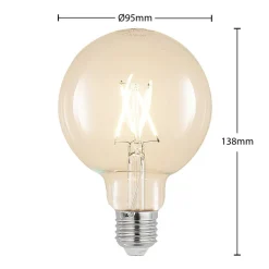 LED-filamentpære E27 4W 2.700K G95 Globe, glødetråd, klar