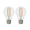 LED-filamentpære E27 6W klar 2.700K dæmpbar sæt med 2 stk