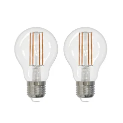 LED-filamentpære E27 6W klar 2.700K dæmpbar sæt med 2 stk