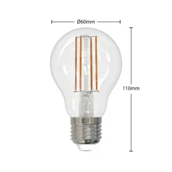 LED-filamentpære E27 6W klar 2.700K dæmpbar sæt med 2 stk