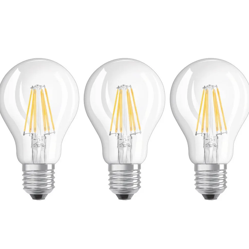 LED-filamentpære E27 7W, varmhvid, 3-pak