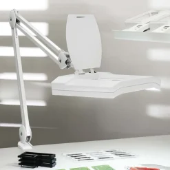 LED-forstørrelseslys MAULvitrum, hvid, klemme, metal