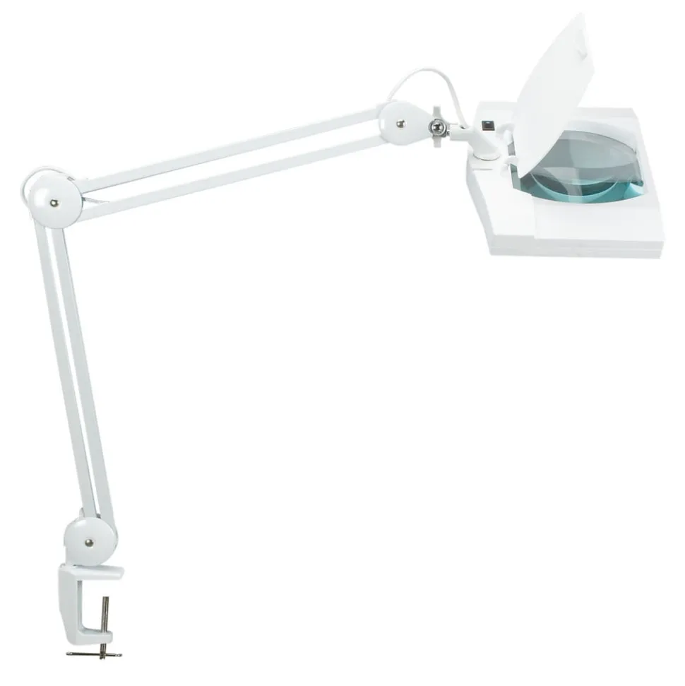 LED-forstørrelseslys MAULvitrum, hvid, klemme, metal