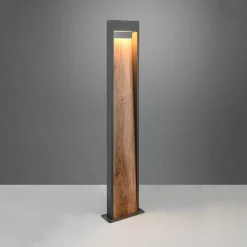 LED-gadelampe SALMON, trælook, højde 100 cm metal, IP44
