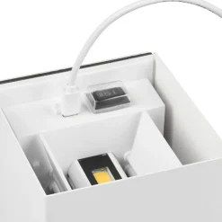 LED genopladelig udendørs væglampe Talent, hvid, bredde 10 cm, sensor