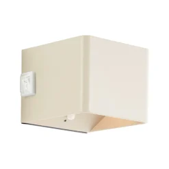 LED genopladelig udendørs væglampe Iseo, beige, bredde 10 cm, sensor