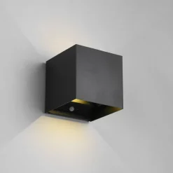 LED genopladelig udendørs væglampe Talent, sort, bredde 10 cm Sensor