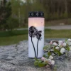 LED gravlys Mælkebøtte, 21 cm hvid/sort plast batteri