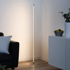 LED-gulvlampe Bella, lige, firkantet base, stål