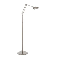 LED-gulvlampe Carl, nikkelfarvet, justerbar, dæmpbar