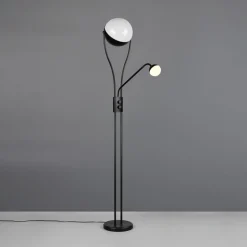 LED-gulvlampe Chris, sort, metal, læselampe, dæmper