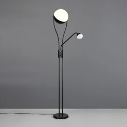 LED-gulvlampe Chris, sort, metal, læselampe, dæmper
