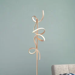 LED-gulvlampe Curls, messing, metal, 156 cm høj, dæmpbar