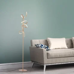 LED-gulvlampe Curls, messing, metal, 156 cm høj, dæmpbar