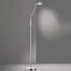 LED-gulvlampe Dent, CCT, enkeltlys, nikkel