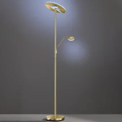 LED-gulvlampe Dent, messingfarvet, 180 cm, CCT, 2 lyskilder