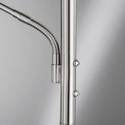 LED-gulvlampe Dent, nikkelfarvet, 180 cm, CCT, 2 lyskilder
