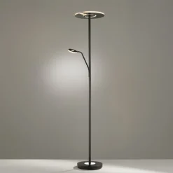 LED-gulvlampe Dent, sort, 180 cm, CCT, 2 lyskilder