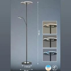 LED-gulvlampe Dent, sort, 180 cm, CCT, 2 lyskilder