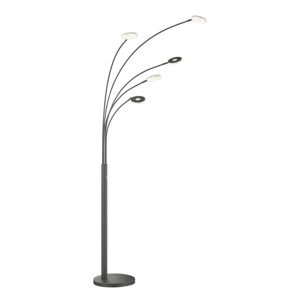 LED-gulvlampe Dent, sort, 225 cm, metal, CCT, 5 lyskilder.