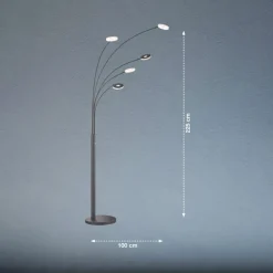 LED-gulvlampe Dent, sort, 225 cm, metal, CCT, 5 lyskilder.