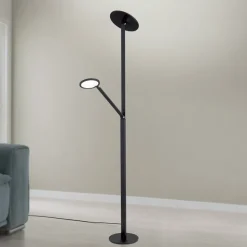 LED-gulvlampe Fati, højde 181 cm, aluminium, læselampe, dæmper, CCT