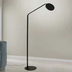 LED-gulvlampe Fati, højde 136 cm, sort, aluminium, dæmper