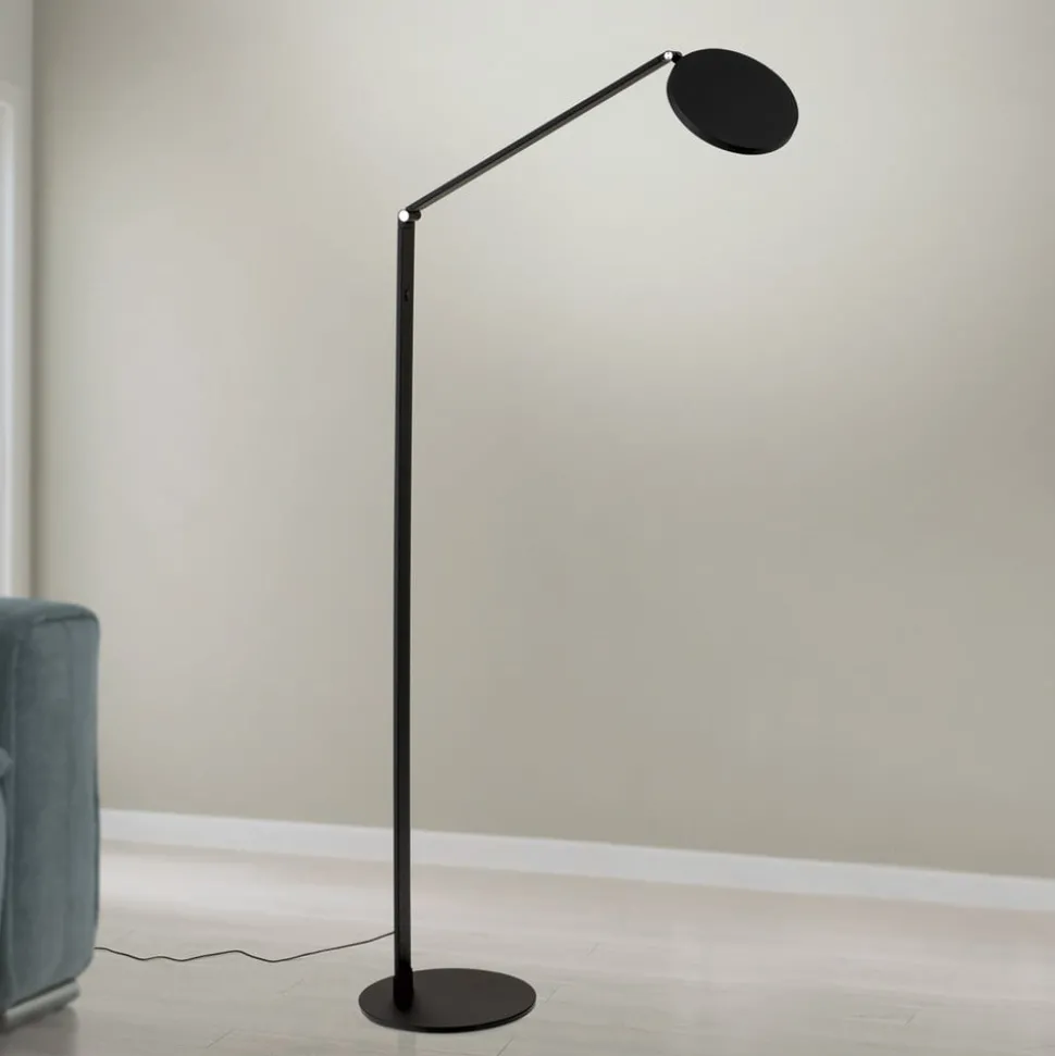 LED-gulvlampe Fati, højde 136 cm, sort, aluminium, dæmper