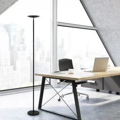 LED-gulvlampe MAULsphere, sort, dæmpbar, højde 183 cm