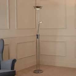 LED-gulvlampe Mor & Barn, krom, læselampe, dæmpbar