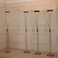 LED-gulvlampe Mor & Barn, krom, læselampe, dæmpbar