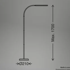 LED-gulvlampe Mura, hvid, højde 170 cm, metal, touch-dimmer
