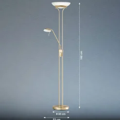LED-gulvlampe Pool, messingfarvet, højde 182 cm, 2 lyskilder.