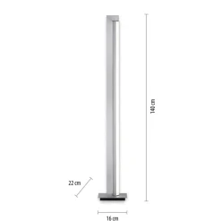 LED-gulvlampe PURE Lines, sølv, fjernbetjening, 140 cm