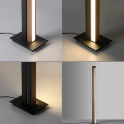 LED-gulvlampe PURE Lines, sort, træ, fjernbetjening, 140 cm