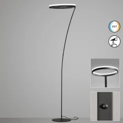 LED-gulvlampe Sirko, sandfarvet, højde 177 cm, metal, CCT
