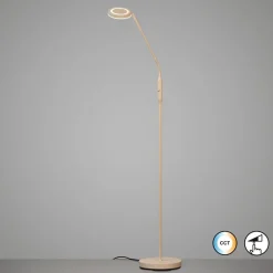 LED-gulvlampe Sorento, højde 138 cm, sandfarvet, metal, CCT