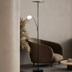 LED-gulvlampe Sorento, sandfarvet, højde 182 cm, læselampe