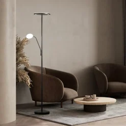 LED-gulvlampe Sorento, sandfarvet, højde 182 cm, læselampe