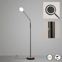 LED-gulvlampe Sorento, sandgrå, højde 138 cm, CCT dæmpbar