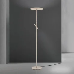 LED-gulvlampe Teide, khaki, metal, læselampe, dæmper