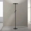 LED-gulvlampe Teide, sort, metal, læselampe, dæmper