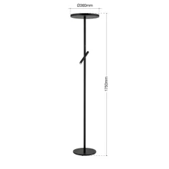LED-gulvlampe Teide, sort, metal, læselampe, dæmper
