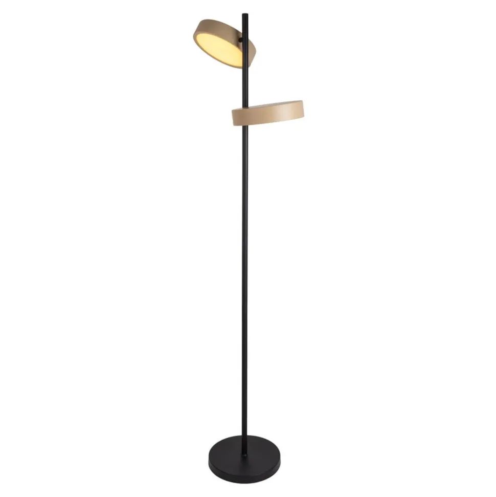 LED-gulvlampe Tessa sort/beige 165 cm Touchdim CCT 2 lyskilder.