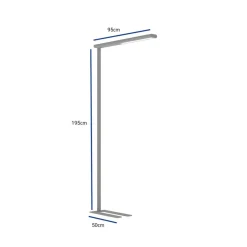 LED-gulvlampe til kontor MAULjet, sølvfarvet, dæmpbar, 195 cm