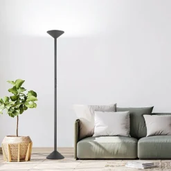 LED-gulvlampe Tratto, antracit, metal, CCT, dæmpbar