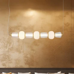 LED-hængelampe Caro, glas transparent/opal, længde 110 cm