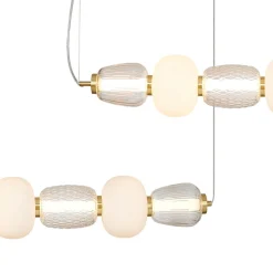 LED-hængelampe Caro, glas transparent/opal, længde 110 cm
