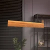 LED-hængelampe Kalea, længde 110 cm, træfarvet, træ