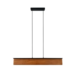 LED-hængelampe Kalea, længde 110 cm, træfarvet, træ